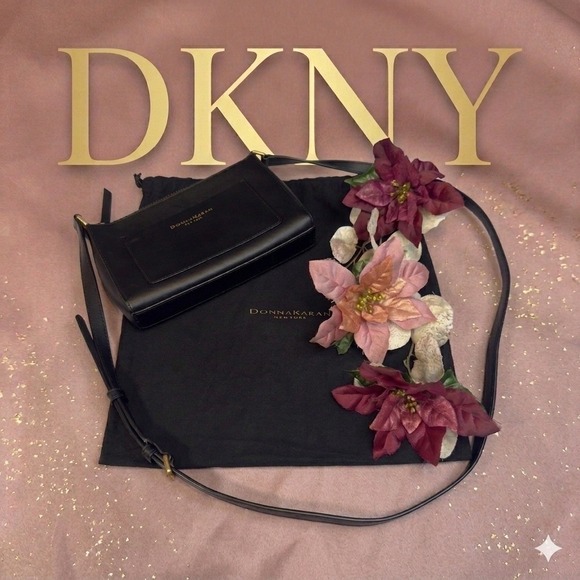 DKNYC Handbags - Donna Karan New York Karla Leather Crossbody Bag Gold Hardware Minimalist Purse⁠